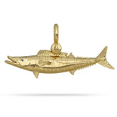 Solid 14k Gold Wahoo “Ono” Fish Pendant  With Sapphire Eye And Mariner Shackle Bail By Nautical Treasure Jewelry